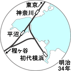 初代横浜駅周辺路線図・明治34年