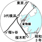 三代横浜駅周辺路線図・昭和3年